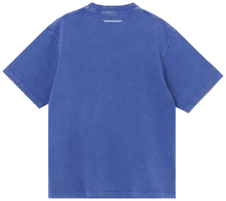 BAPE Garment Dye Spray Print College Relaxed Fit Tee Blue