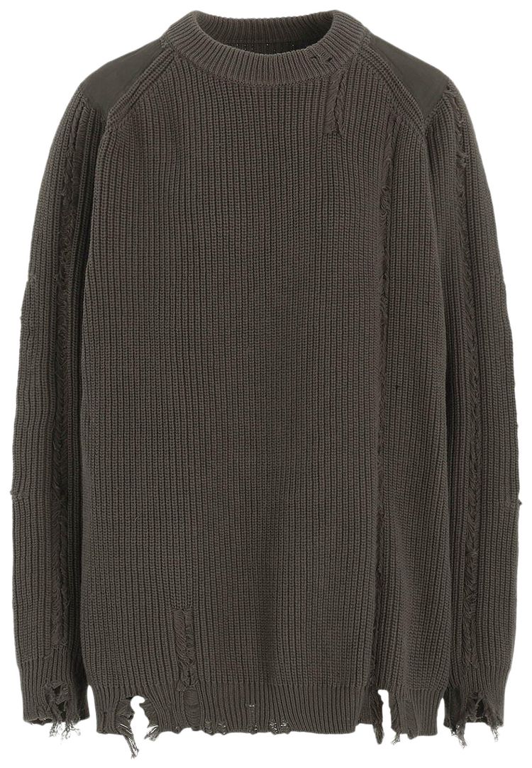 Ys Distressed Military Sweater Khaki