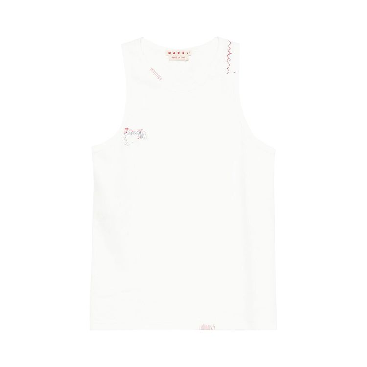 Marni Ribbed Tank Top Lily White