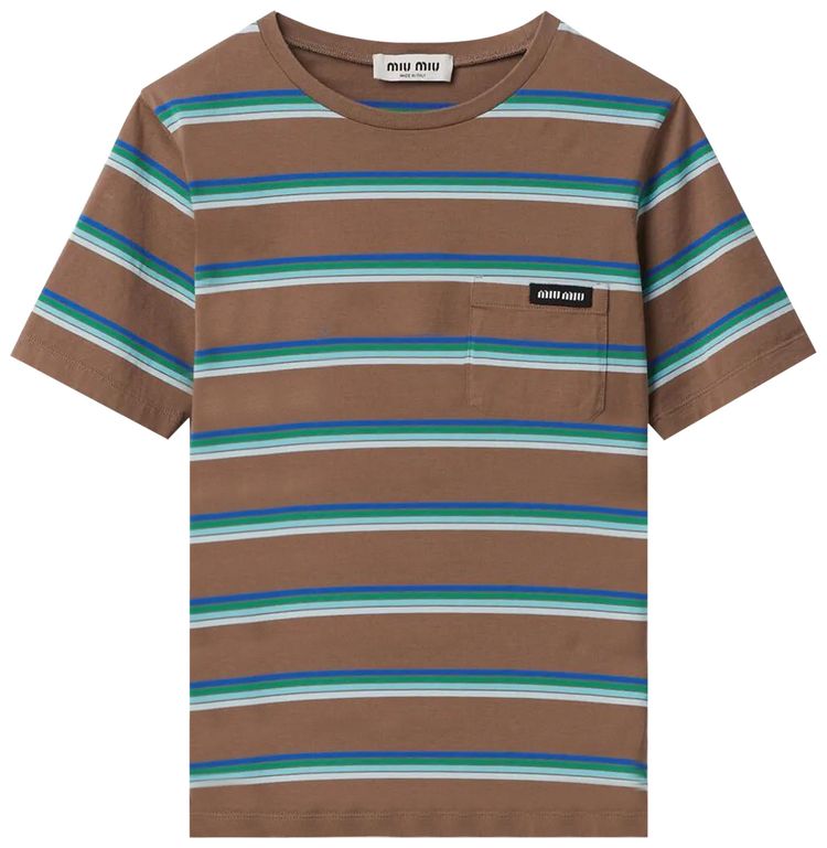 Miu Miu Jersey Striped Tee CocoWhite