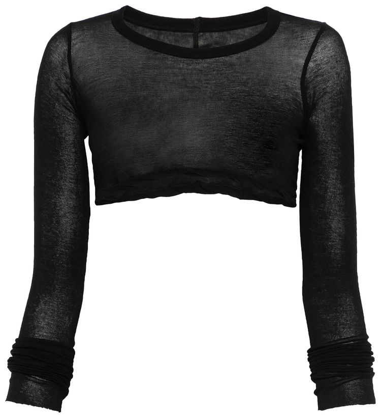 Rick Owens Long Sleeve Crop T Shirt Black