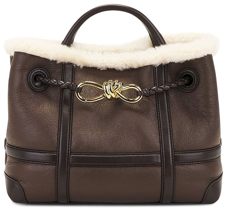 Bottega Veneta Small Andiamo Bag Light BrownPlaid TeddyYellow