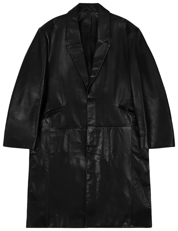 Entire Studios Single Breasted Coat Black Leather