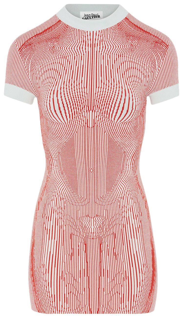 Jean Paul Gaultier Morphing Pinstripe Short Dress MintOrange