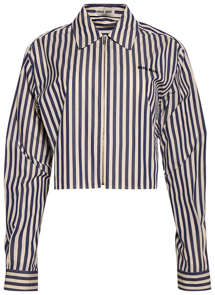 Miu Miu Striped Poplin Shirt IvoryBlue