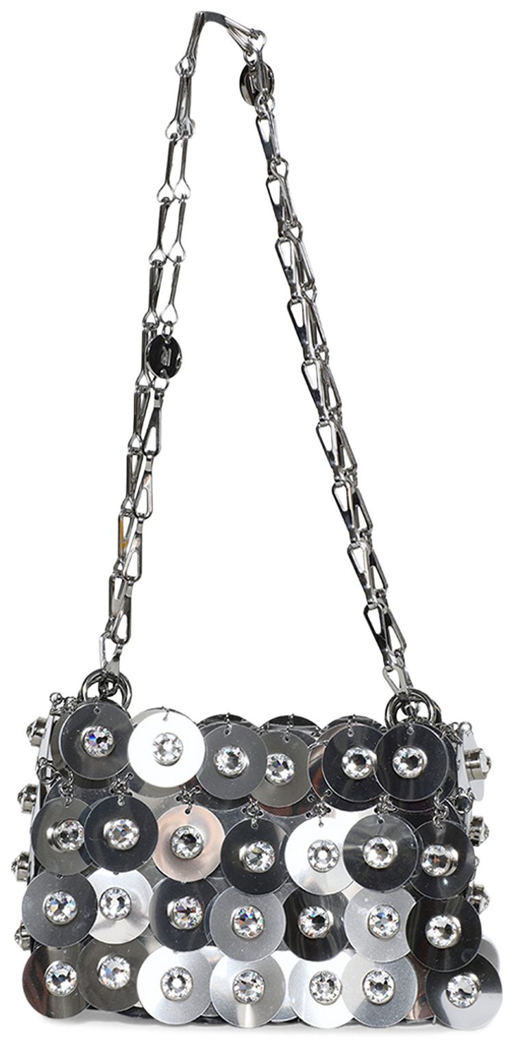 Rabanne Sequinned Mini Bag Silver