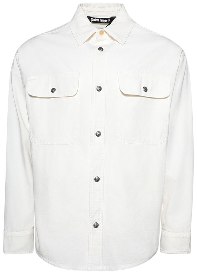 Palm Angels Monogram Embroidery Overshirt Off White