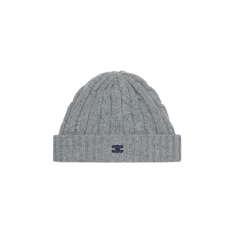 CELINE Triomphe Embroidered Beanie Grey