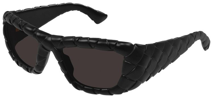 Bottega Veneta Intrecciato Round Sunglasses Black