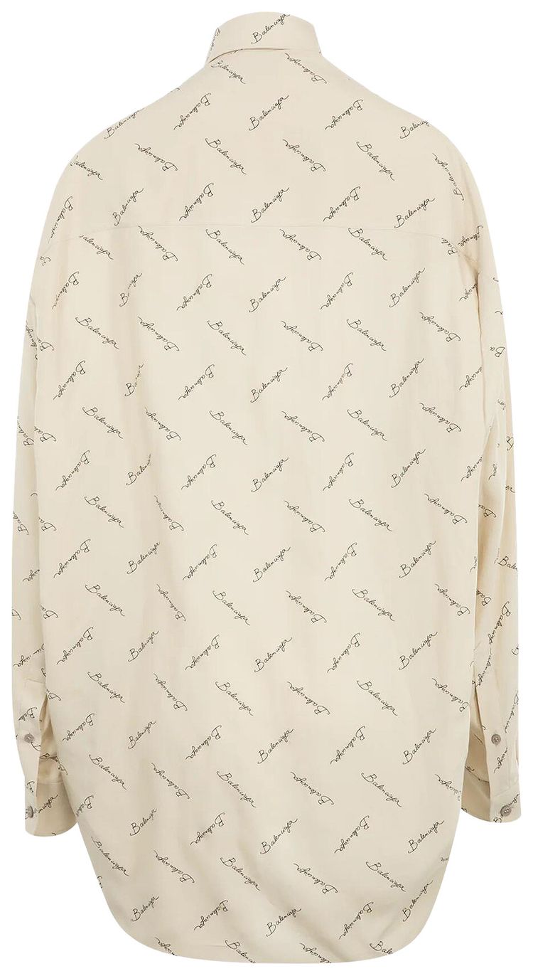 Balenciaga Long Sleeve Cocoon Shirt Light BeigeBlack