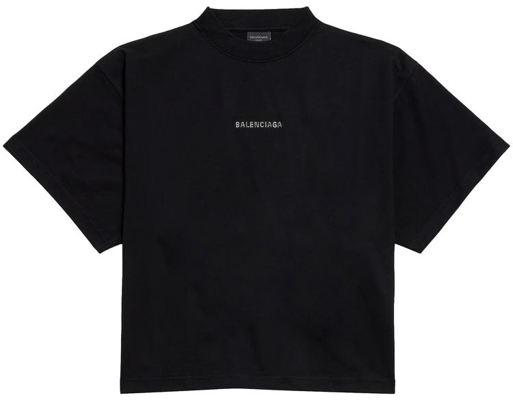 Balenciaga Short Sleeve Cropped T Shirt Black