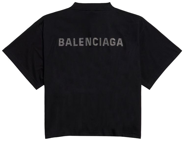 Balenciaga Short Sleeve Cropped T Shirt Black