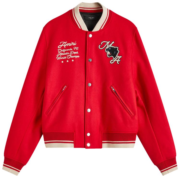 Amiri Panther Varsity Jacket Varsity Red