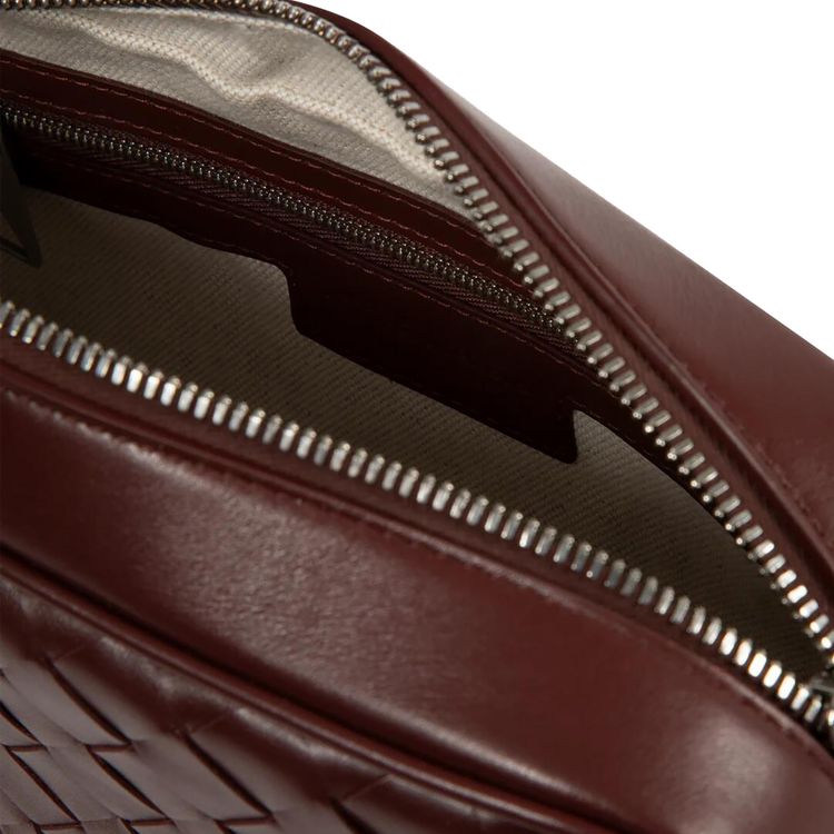 Bottega Veneta Intreccio Zip Around Messenger Bag Madder Brown