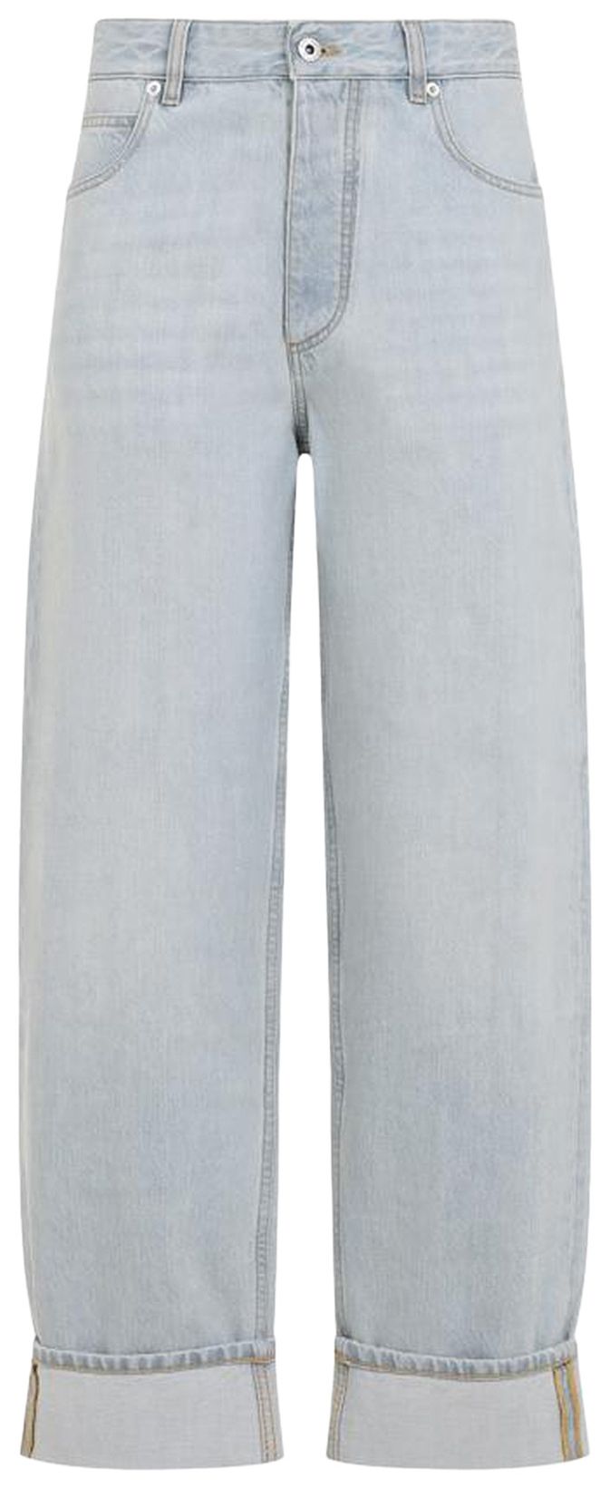 Bottega Veneta Cuffed Straight Leg Jeans Light Blue