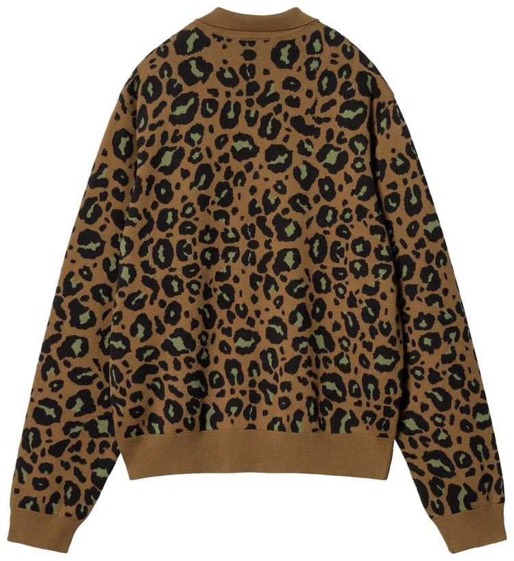 Carhartt WIP Long Sleeve Arlo Polo Camo Leo JacquardTamarindBlack