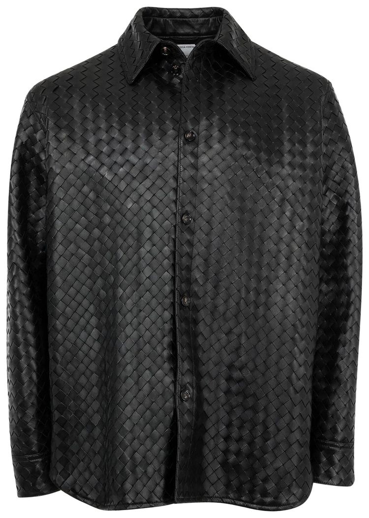 Bottega Veneta Leather Long Sleeve Shirt Black