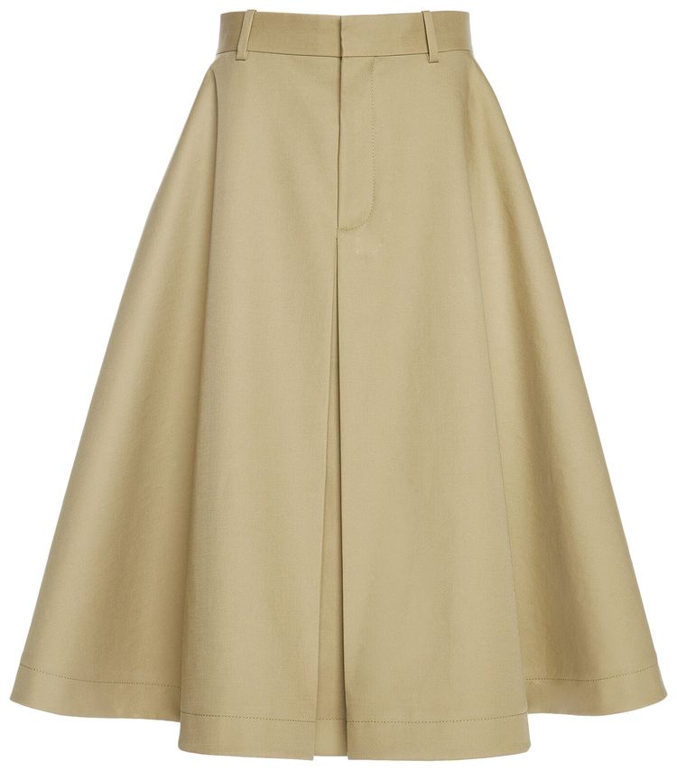 Bottega Veneta Pleated Midi Skirt Travertine
