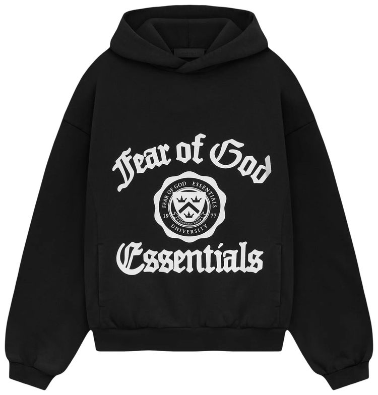 Fear of God Essentials Kids Heavy Fleece Vintage Shrunken Hoodie Black