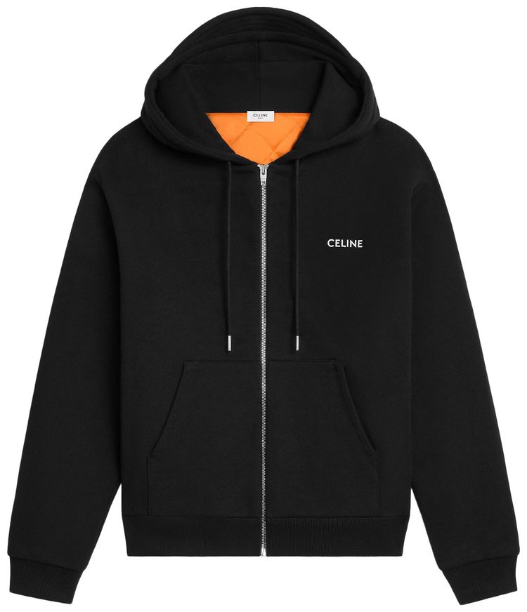 CELINE Zipped Quilted Hoodie BlackWhite