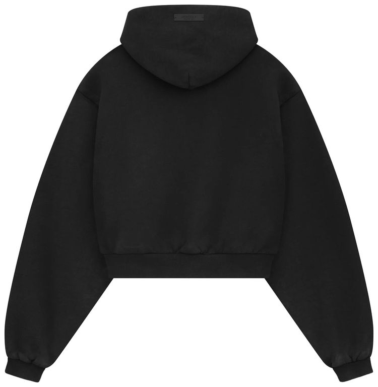 Fear of God Essentials Heavy Fleece Cropped V Neck Hoodie Black