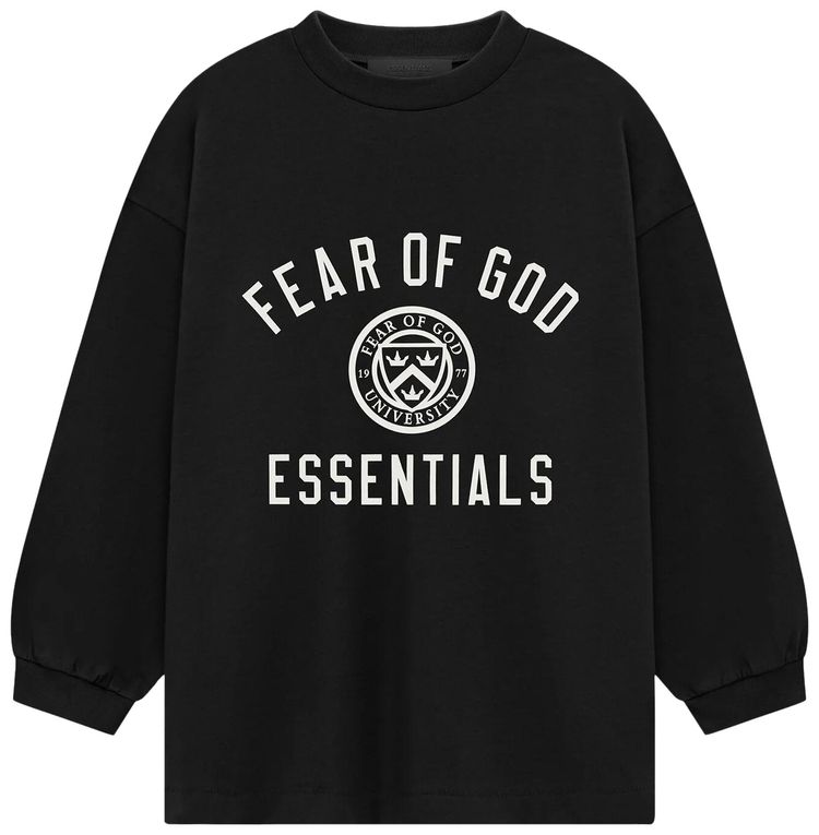 Fear of God Essentials Kids Jersey Long Sleeve Tee Black