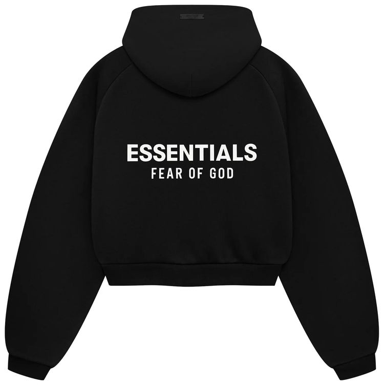 Fear of God Essentials Fleece Cropped Hoodie Black