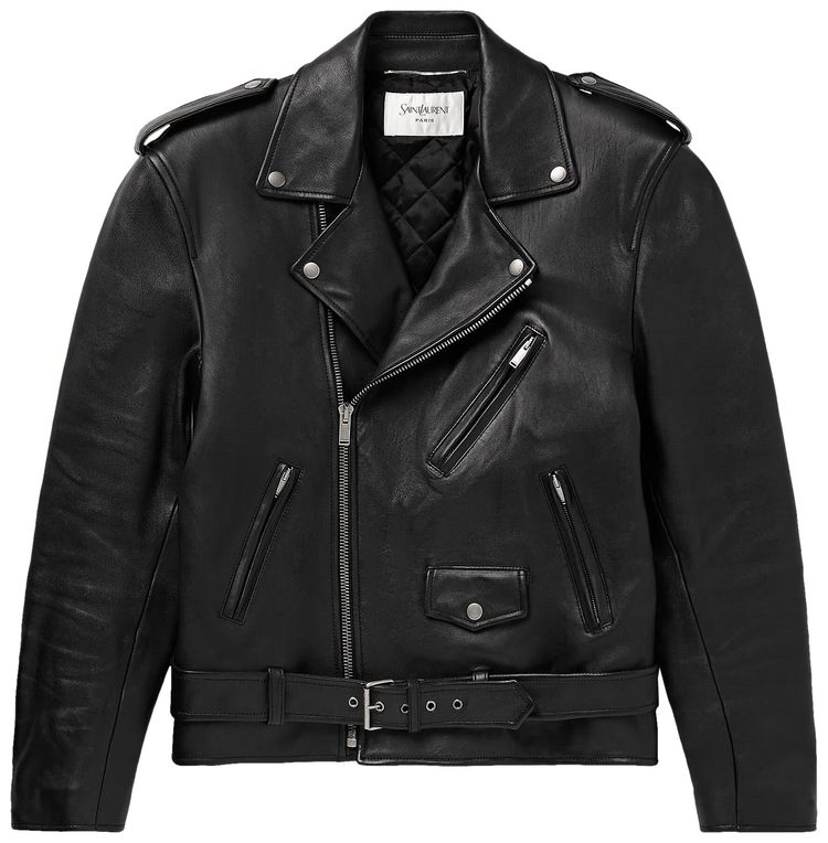 Saint Laurent Lambskin Biker Jacket Black