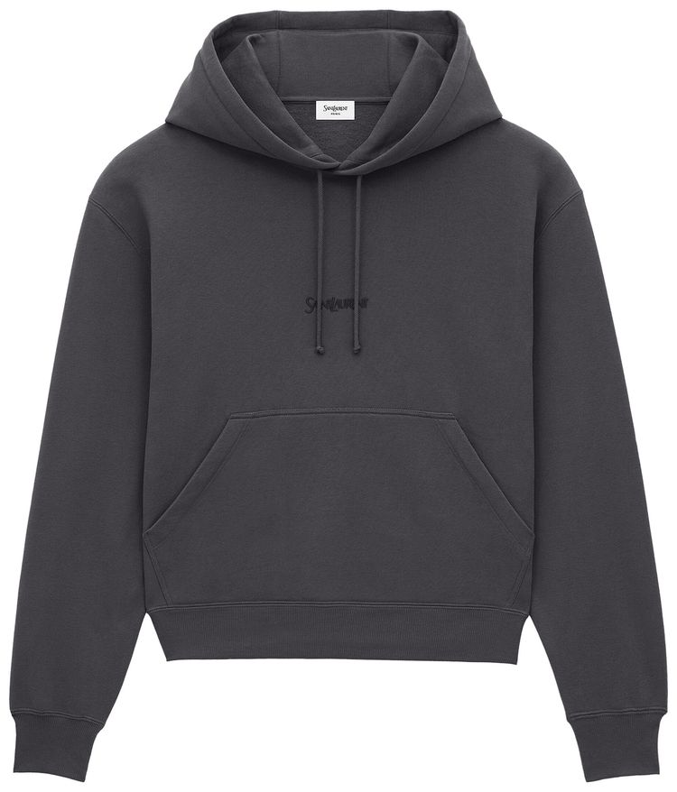 Saint Laurent Logo Hoodie Steel