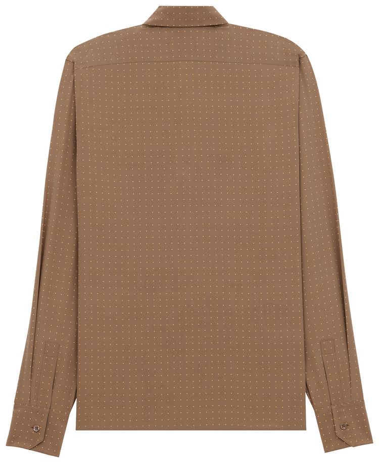 Saint Laurent Dotted Long Sleeve Shirt Beige