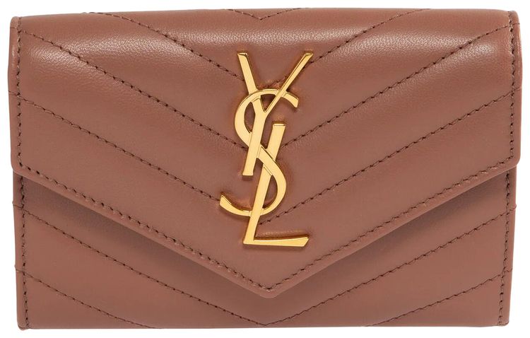 Saint Laurent Monogram Quilted Wallet Coral Paradise