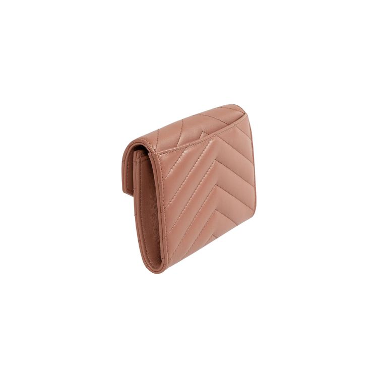 Saint Laurent Monogram Quilted Wallet Coral Paradise