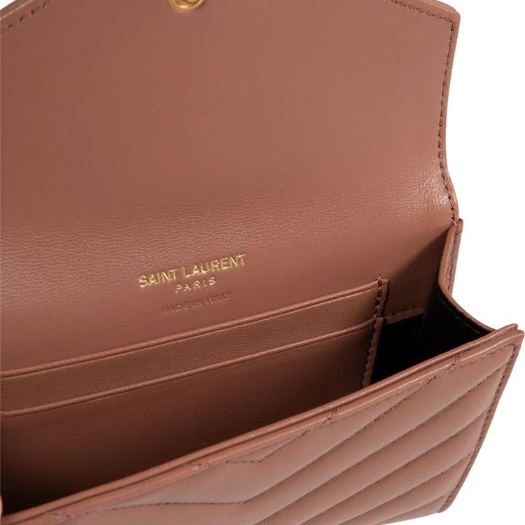 Saint Laurent Monogram Quilted Wallet Coral Paradise