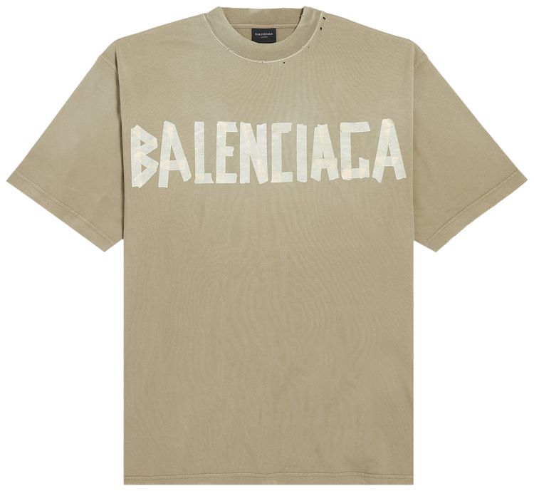 Balenciaga Tape Type Medium Fit T Shirt Army Green