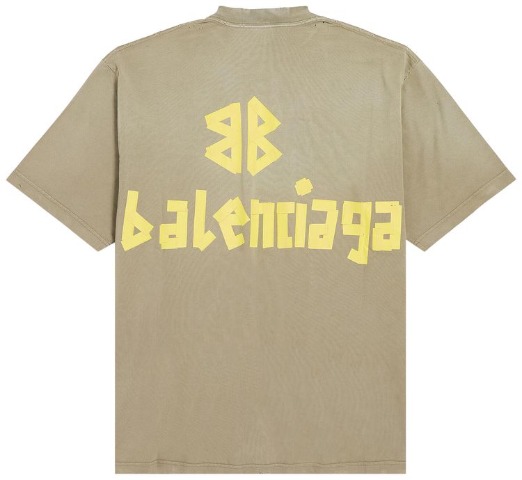 Balenciaga Tape Type Medium Fit T Shirt Army Green