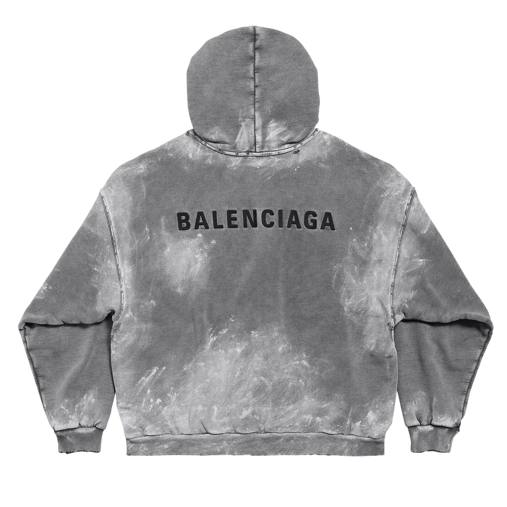 Buy Balenciaga Logo Embroidered Faded Hoodie 'Grey' - 767877 TRVI9