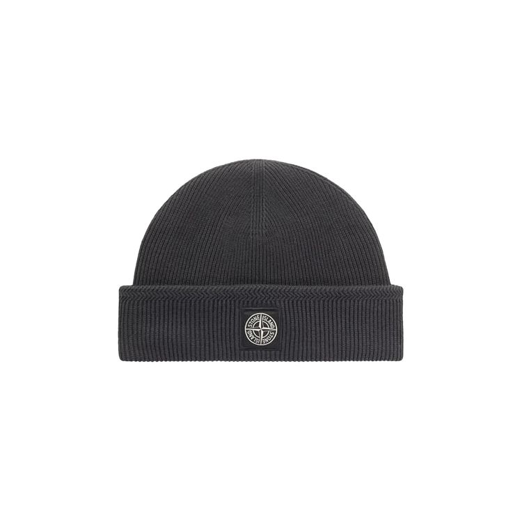 Stone Island Compass Logo Beanie Charcoal