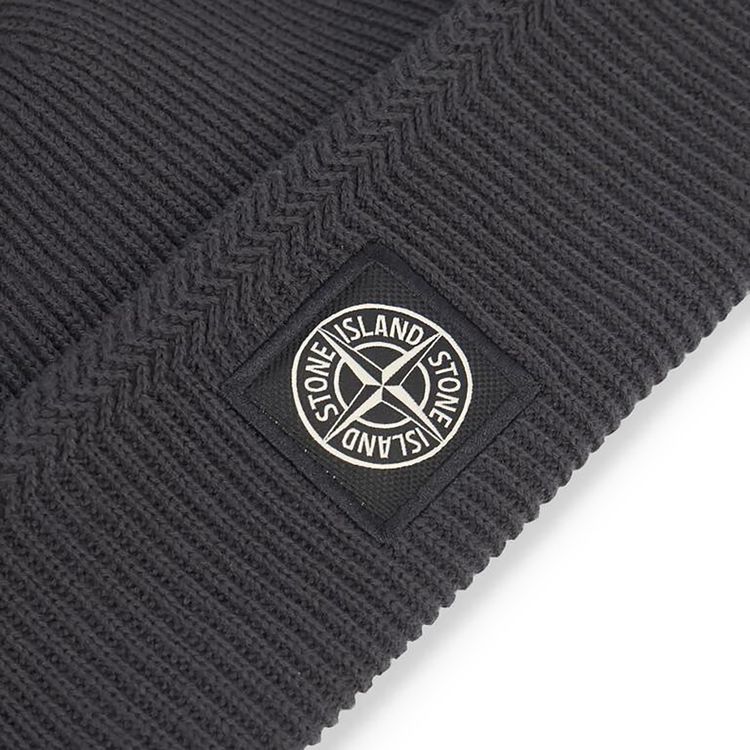 Stone Island Compass Logo Beanie Charcoal