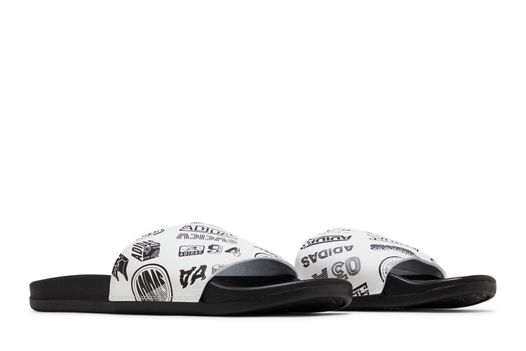 Adidas Adilette Comfort Slide All Over Logos   White