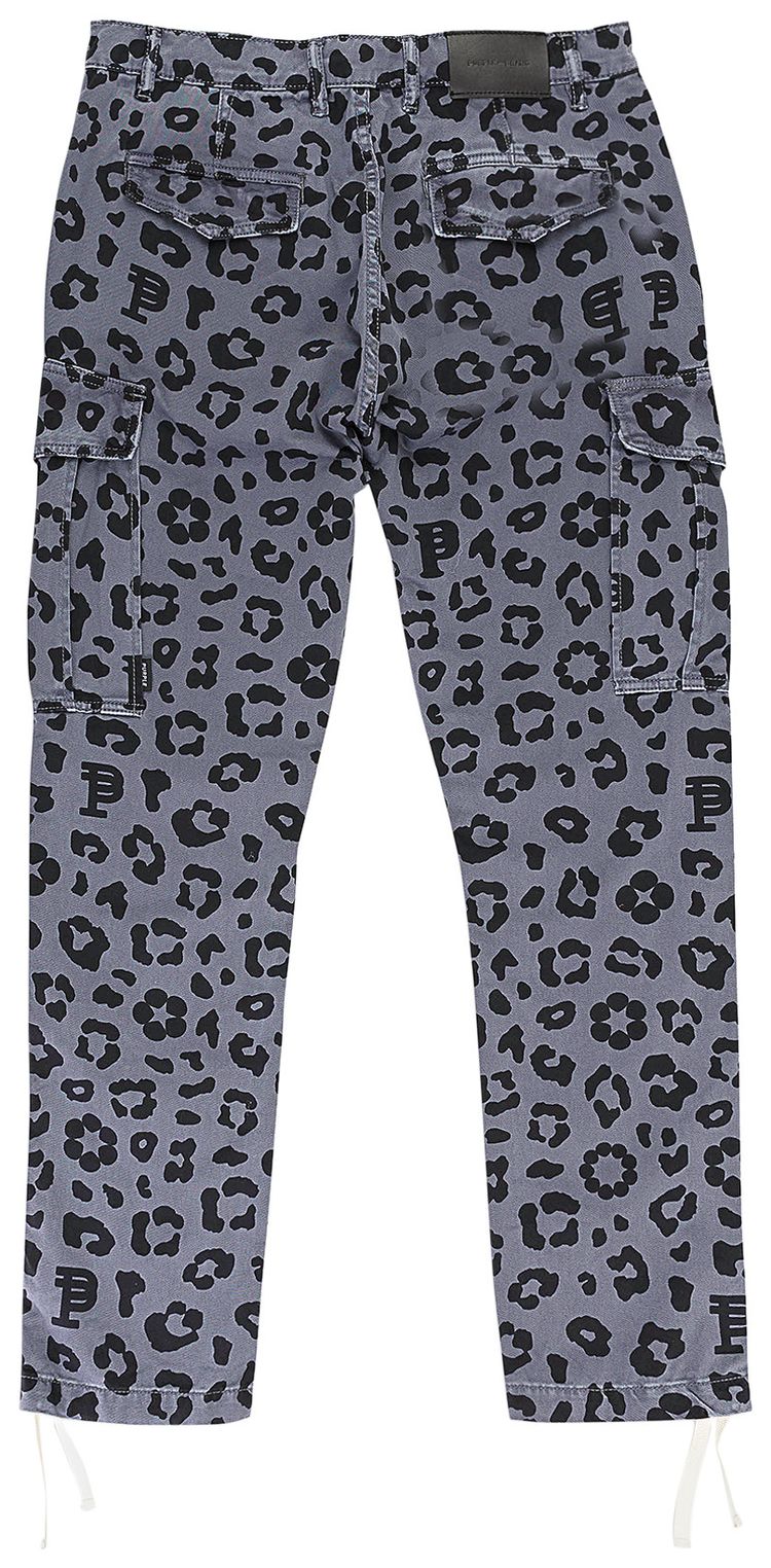 PURPLE BRAND Monogram Leopard Print Cargo Pants Black