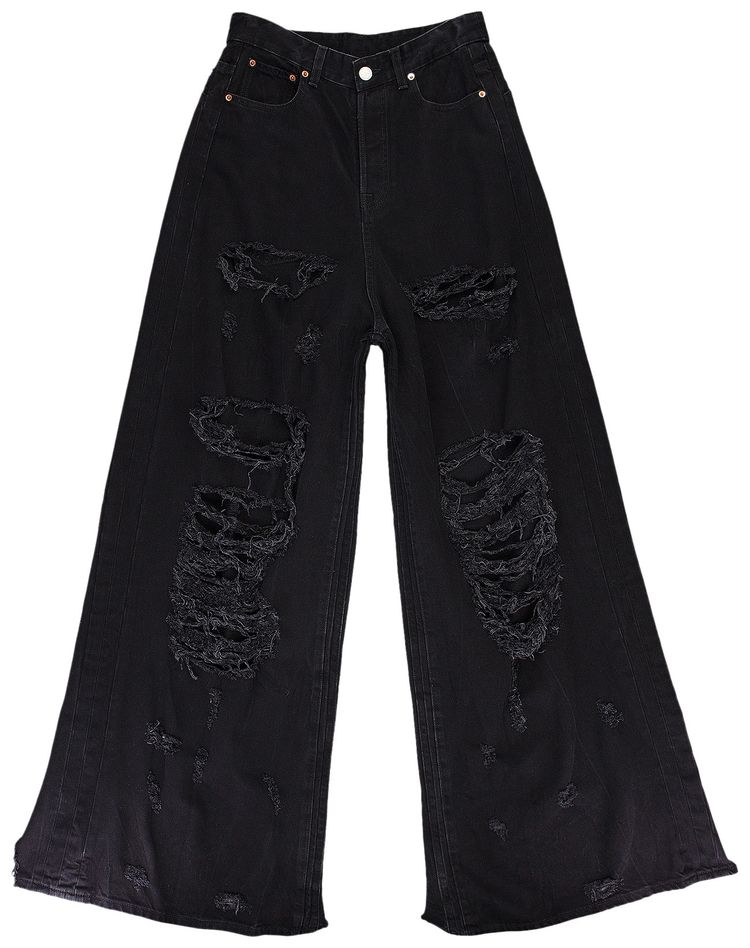Vetements Destroyed Baggy Jeans Black