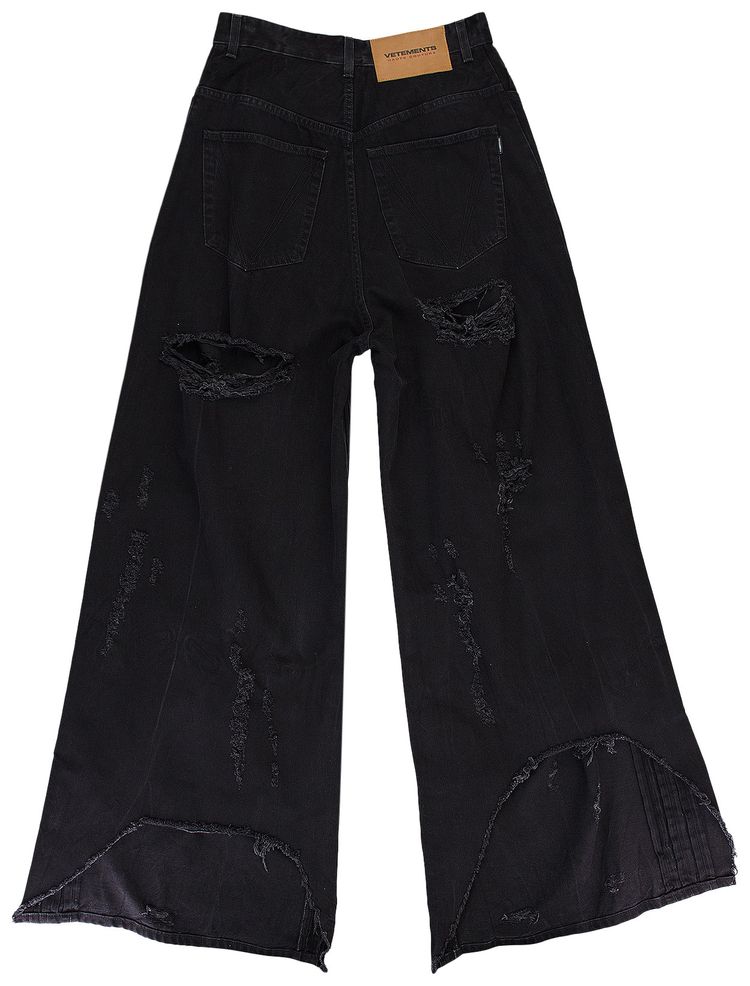 Vetements Destroyed Baggy Jeans Black