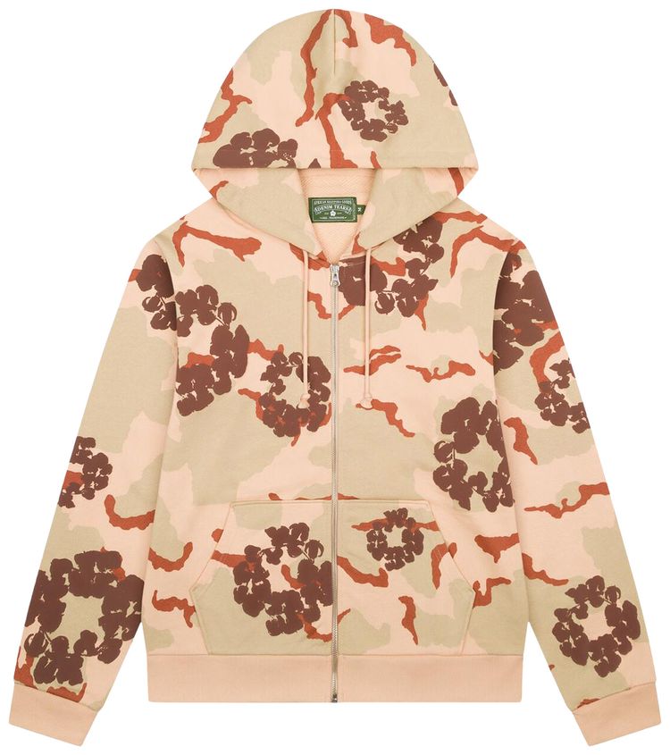 Denim Tears Wreath Zip Hoodie Tan Camo