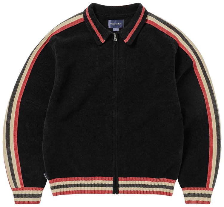 thisisneverthat Striped Zip Cardigan Black