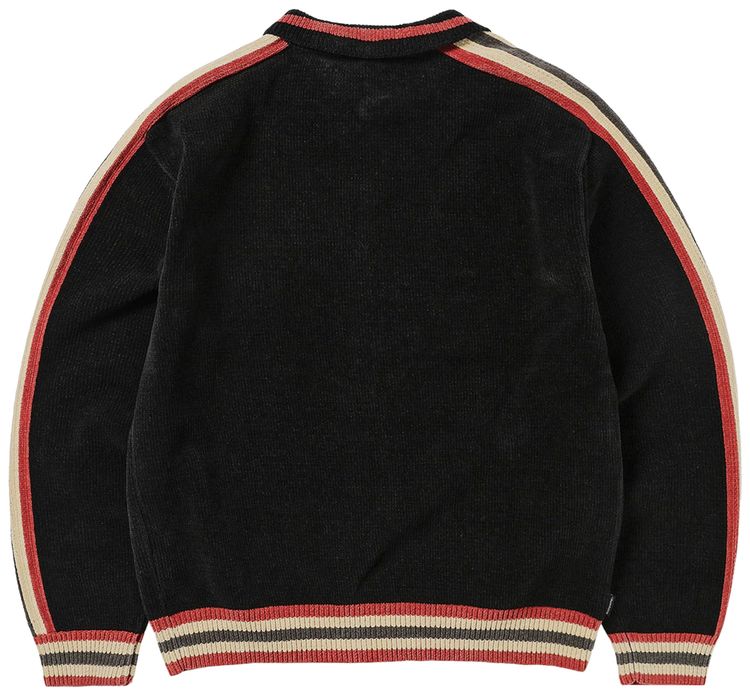 thisisneverthat Striped Zip Cardigan Black