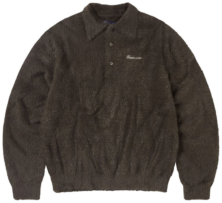 thisisneverthat SCT Logo Shaggy Knit Polo Brown