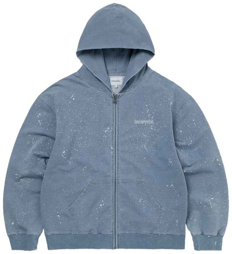 thisisneverthat Indigo Dyed Zip Up Hoodie Washed Blue