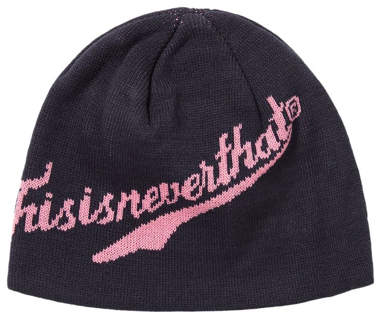 thisisneverthat Script Logo No Cuff Beanie Navy