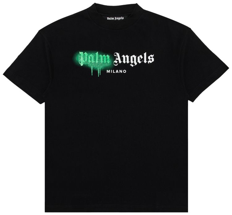 Palm Angels Milano Sprayed T Shirt BlackGreen