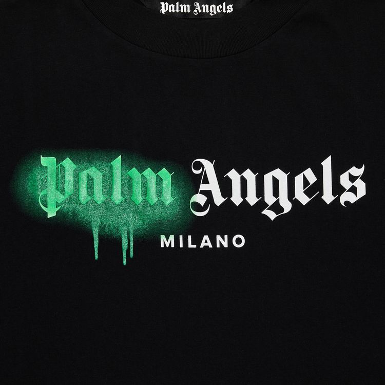 Palm Angels Milano Sprayed T Shirt BlackGreen